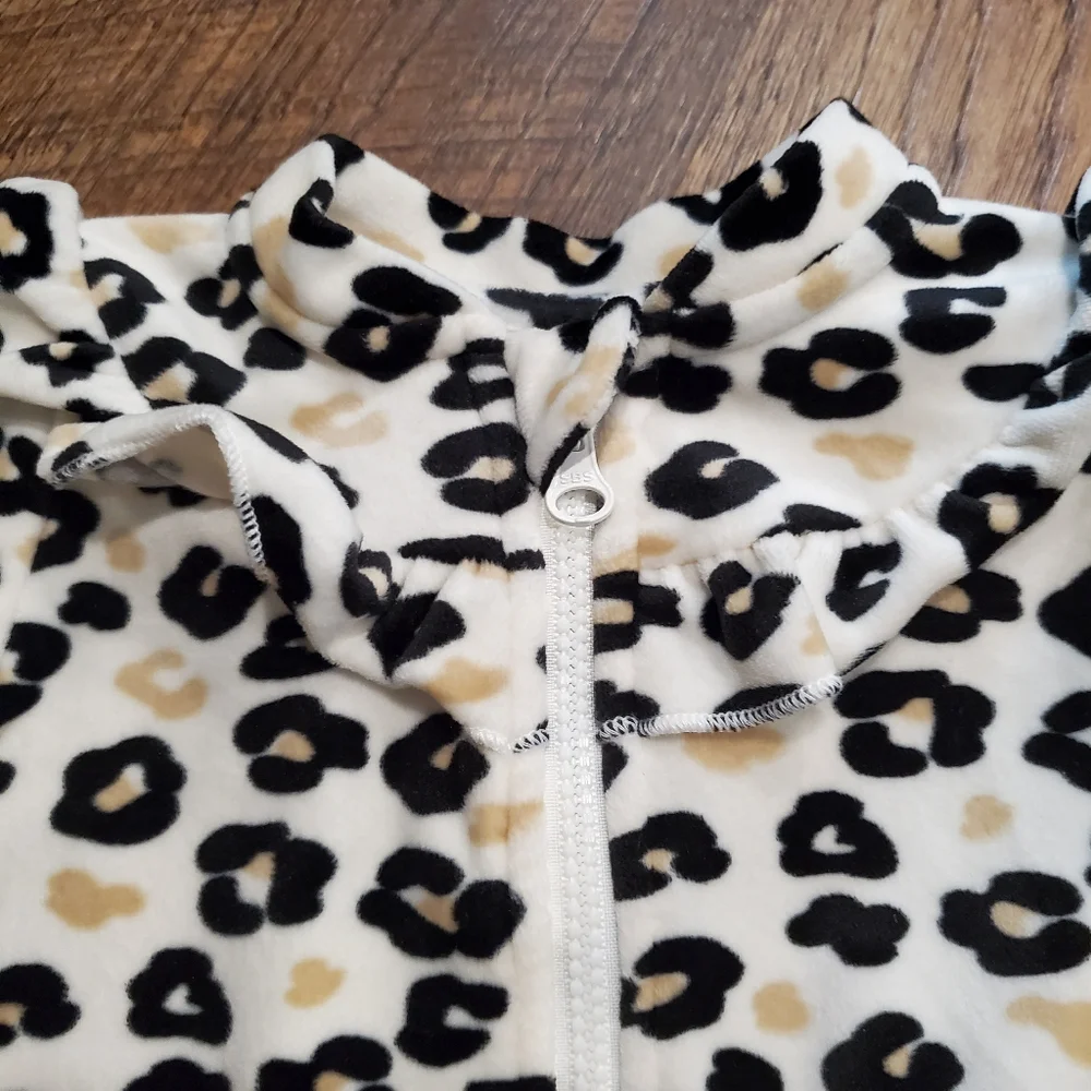 Wonder Nation Baby Girl Matching Set Velour Sweatsuit Leopard Print Ruffle 0-3M